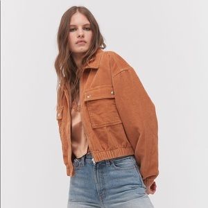 UO Corduroy crop bomber jacket